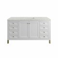 James Martin Vanities Chicago 60in Single Vanity, Glossy White w/ 3 CM Eternal Jasmine Pearl Top 305-V60S-GW-3EJP